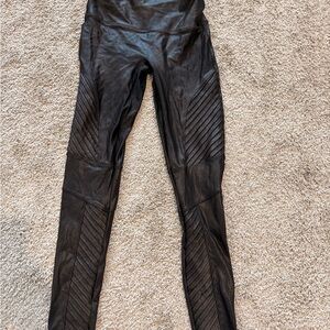 SPANX Black Faux Leather Moto Leggings